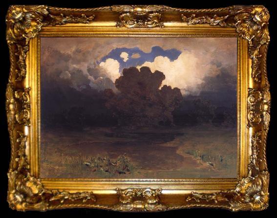 framed  Arkhip Ivanovich Kuindzhi The Lake in the forest-Cloud, ta009-2